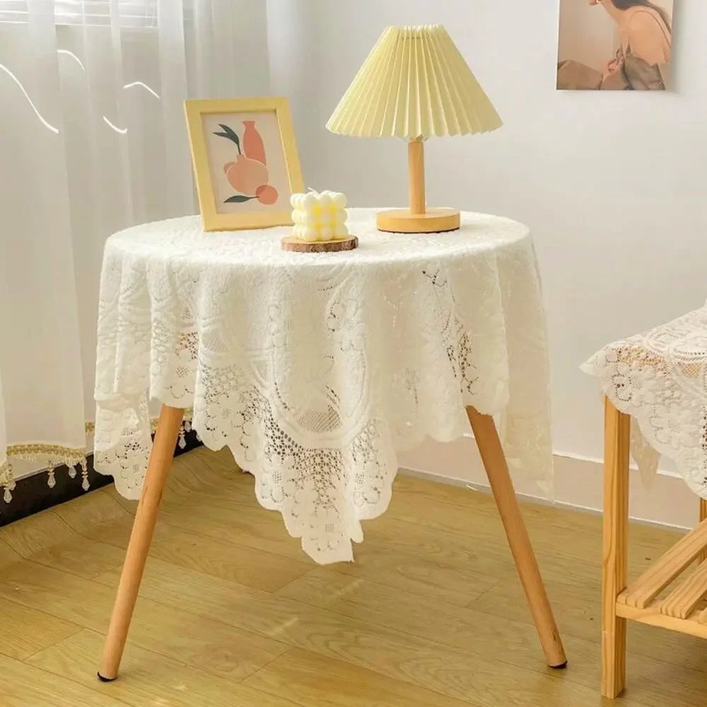 Vintage Lace Square Tablecloth, Elegant Retro Decorative Cover